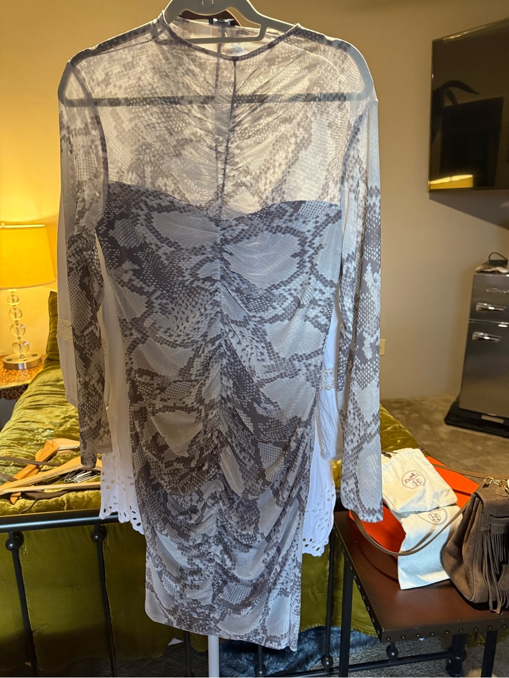 Snake print mess bodycon dress